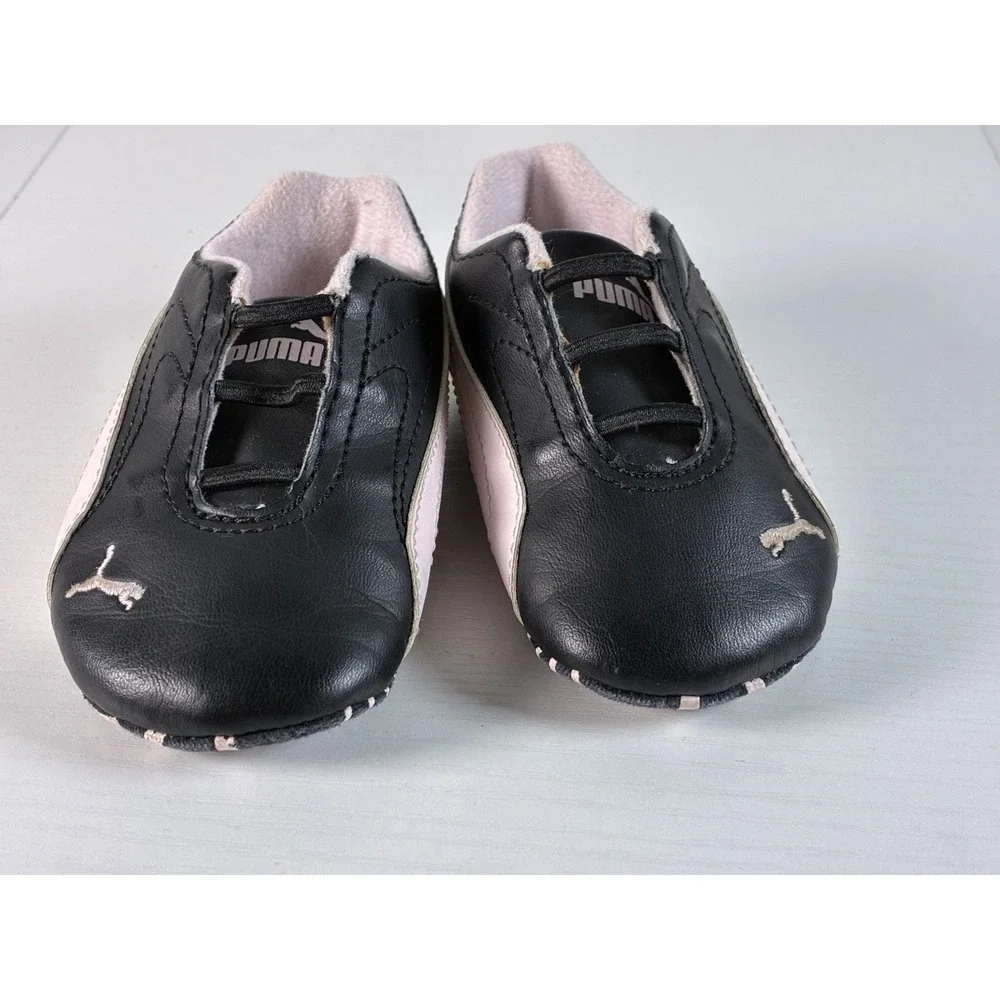 Puma Baby Sneakers size 4 Speed Cat Soft Bottoms Shoes Crib Black Pink